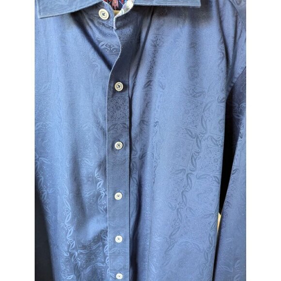 Robert Graham Knowledge Wisdom Truth Floral Print Navy Shirt Size M - Picture 10 of 10
